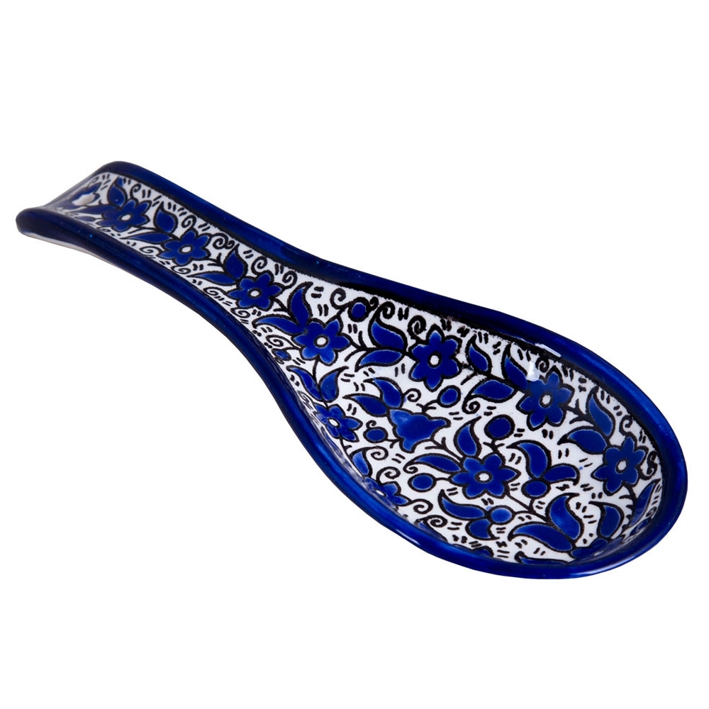 Armenian Ceramics Blue Flowers Spoon Rest 