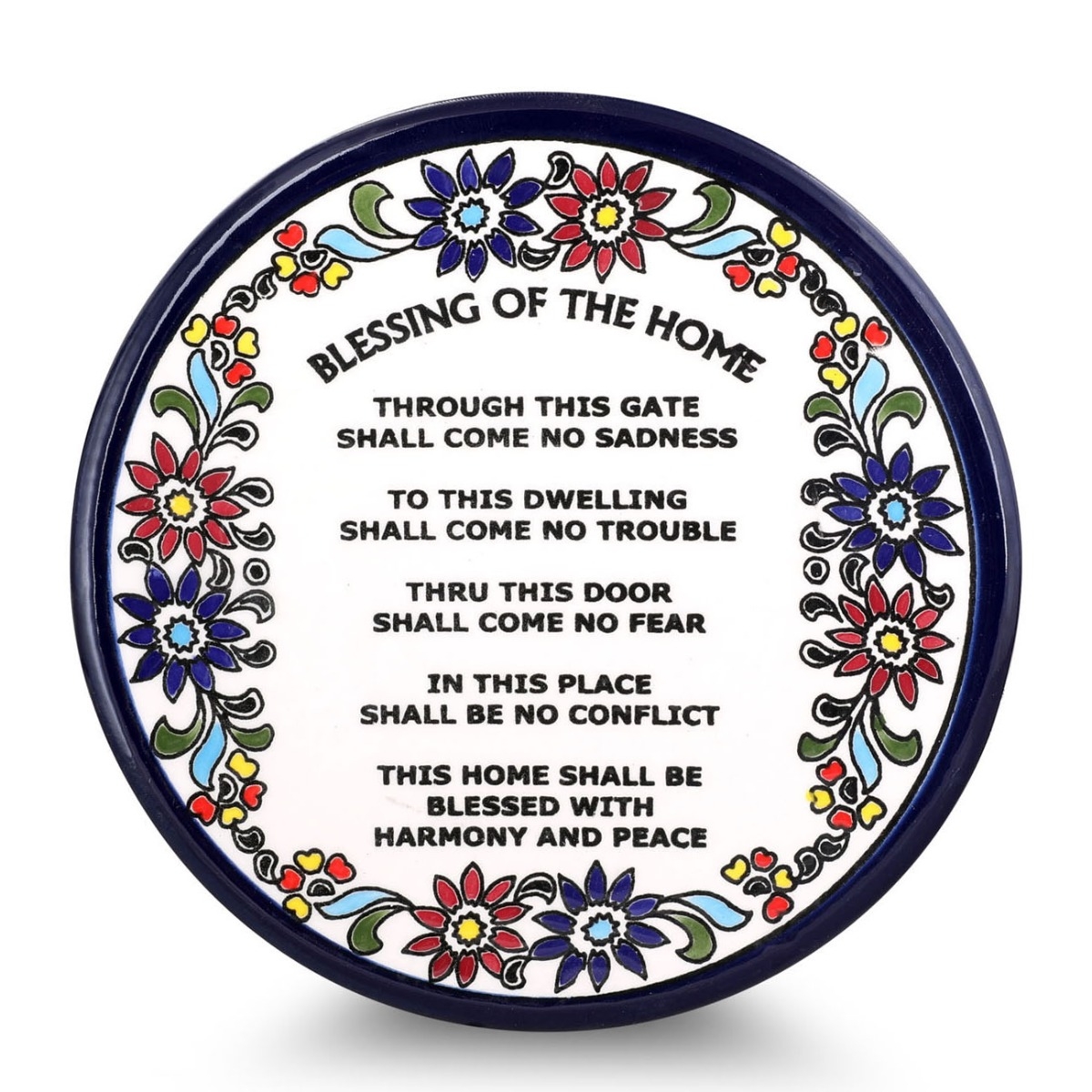 Armenian Ceramics English Home Blessing Plate Floral Design Wall Hanging - 1