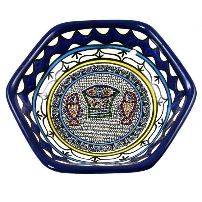 Armenian Ceramic Fish Hexagonal Bowl - 1