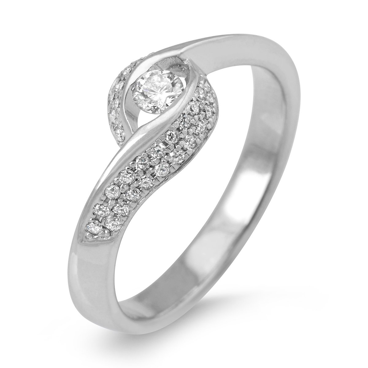 Anbinder Jewelry 14K White Gold Women's Knot Ring with Diamonds - 1