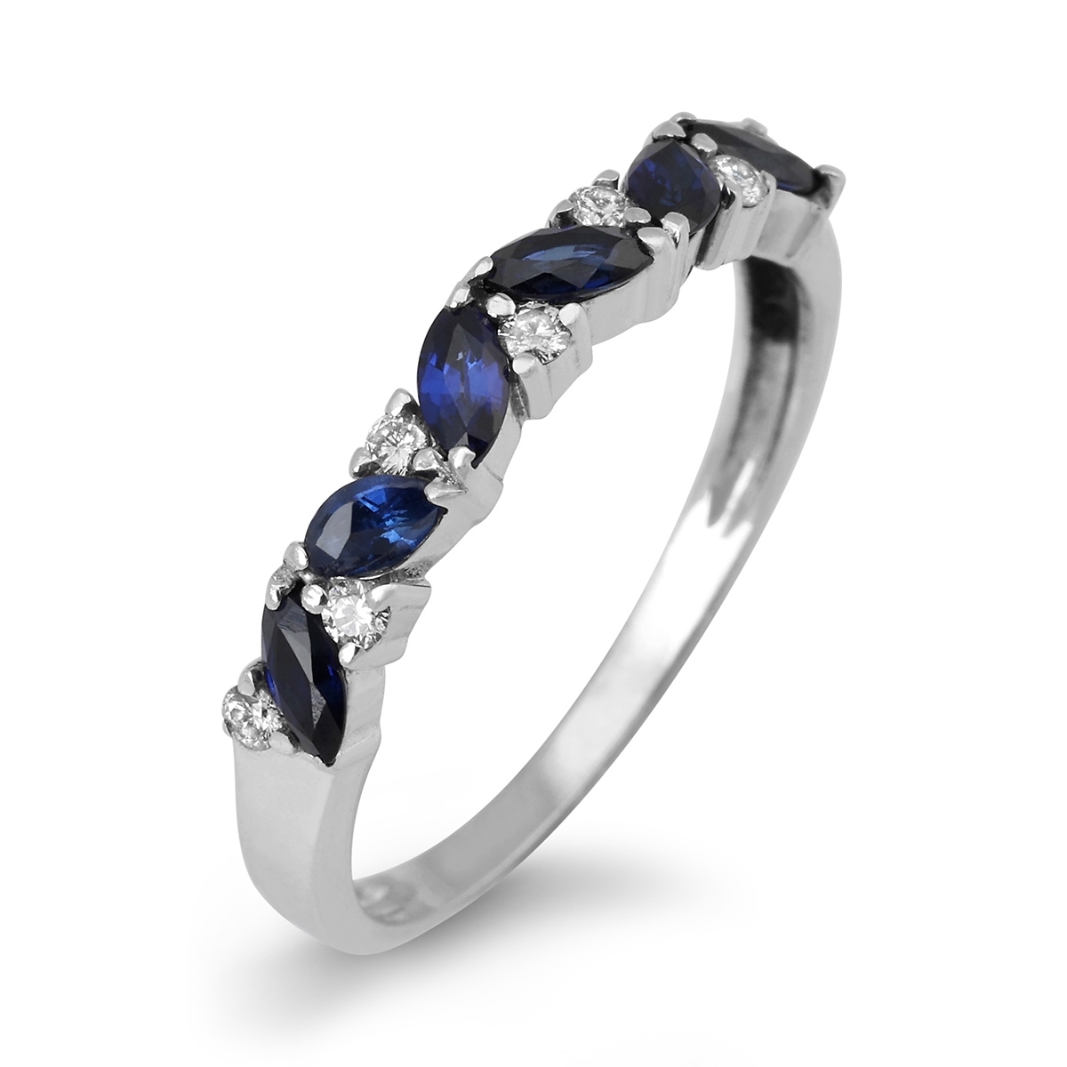Anbinder Jewelry White Gold Women's Ring with Diamonds and Sapphires - 1