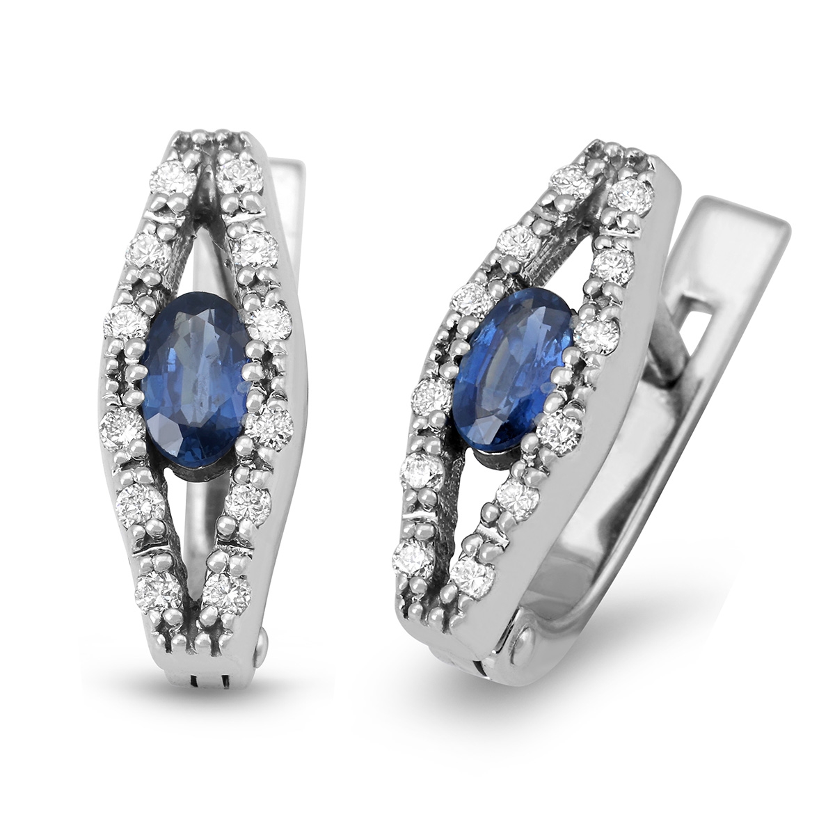 Anbinder Jewelry 14K White Gold Evil Eye Earrings with Diamonds and Sapphires - 1