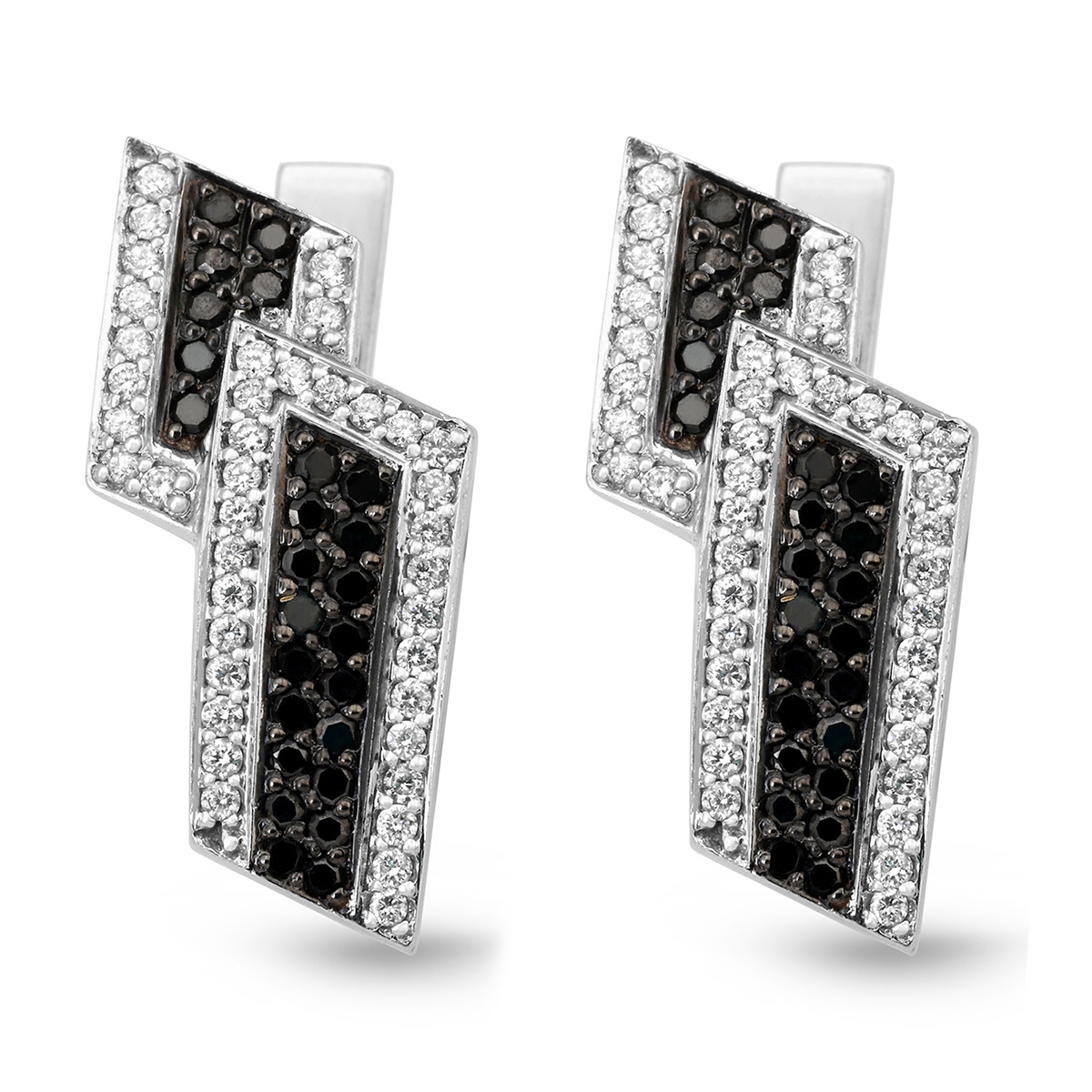 Anbinder Jewelry 14K White Gold Color Block Earrings with Diamonds - 1