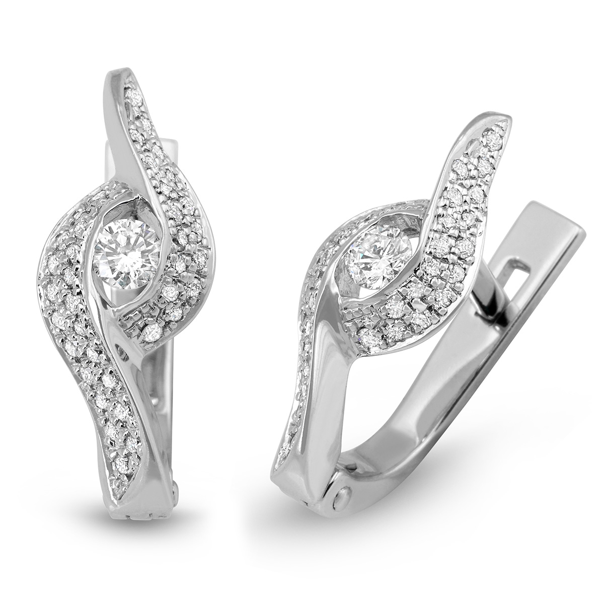 Anbinder Jewelry 14 White Gold Knot Earrings with Diamonds - 1