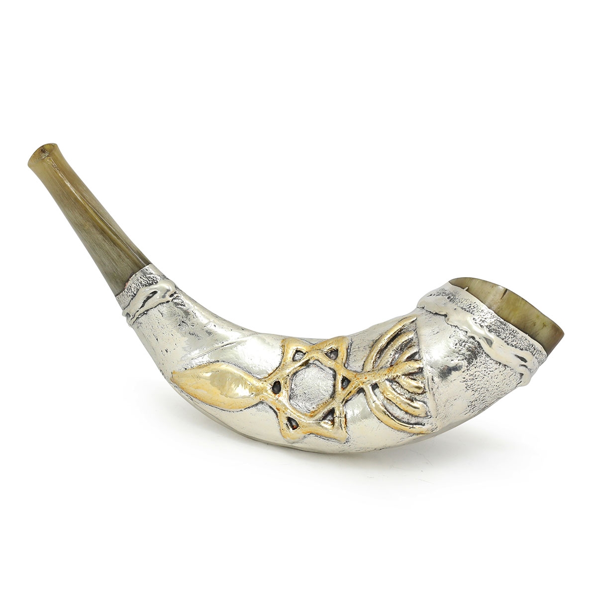 925 Sterling Silver Plated Messianic Grafted-In Ram’s Horn Shofar - 1