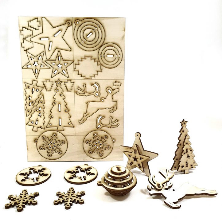 Self-Assembly Wooden Christmas Decorations Kit - 1