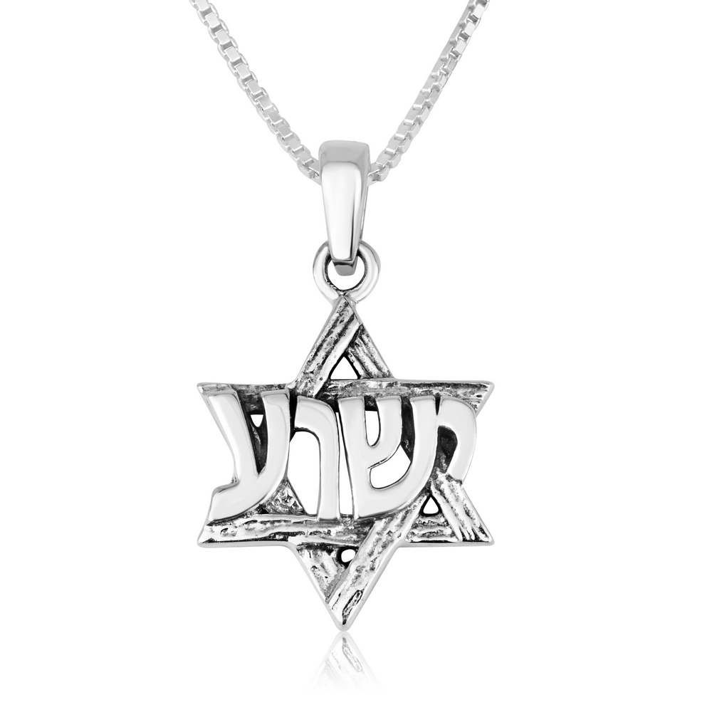 Marina Jewelry 925 Sterling Silver Star of David and Yeshua Necklace - 1