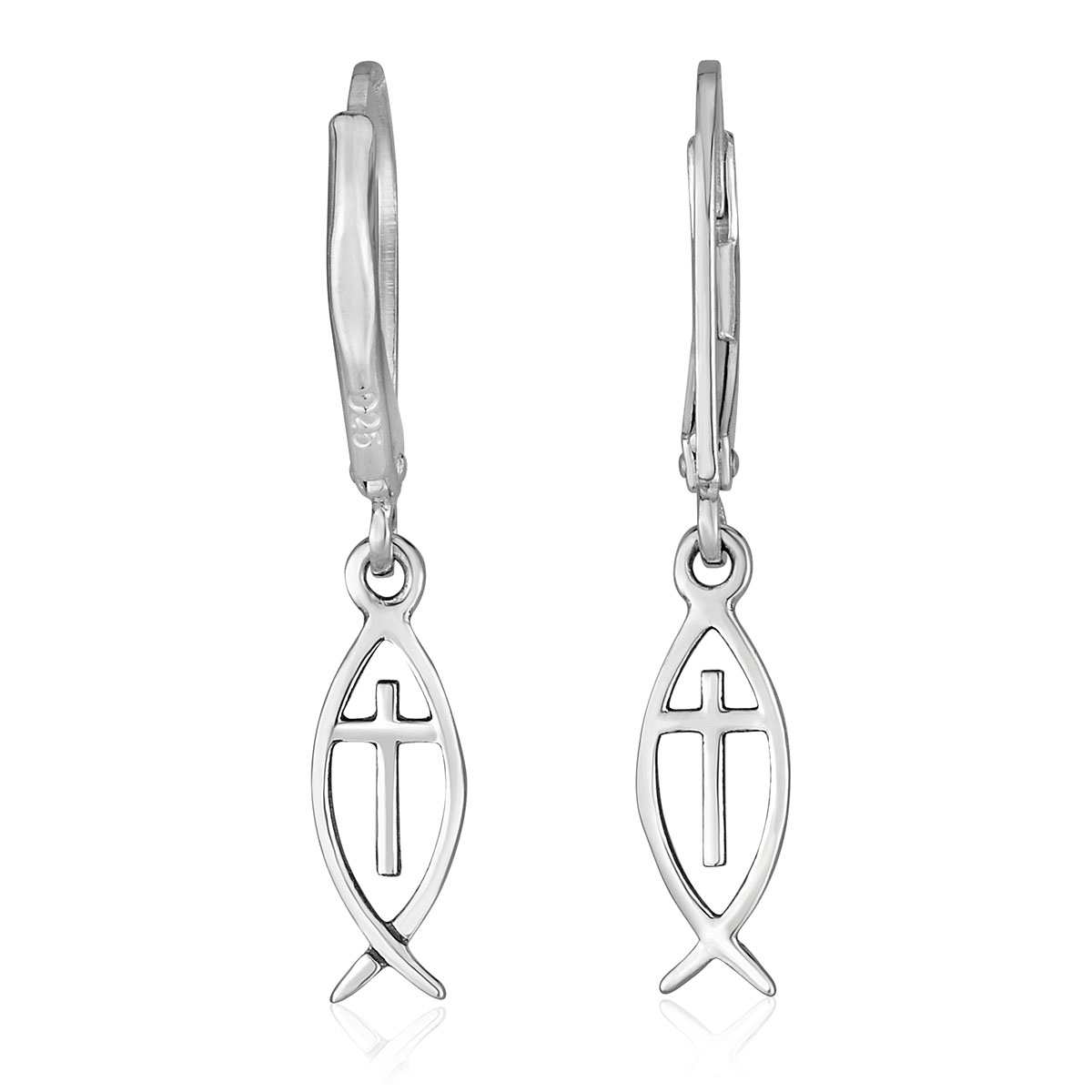 Marina Jewelry Small Sterling Silver Cross Earrings - 1