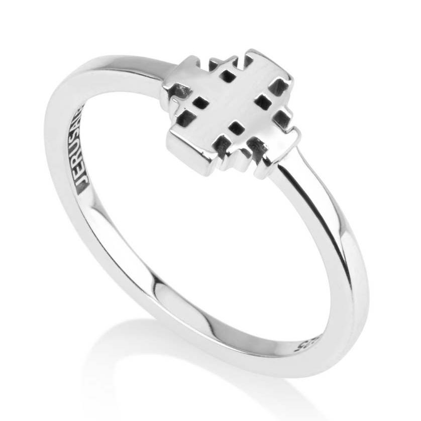 Marina Jewelry Sterling Silver Ring With Jerusalem Cross - 1