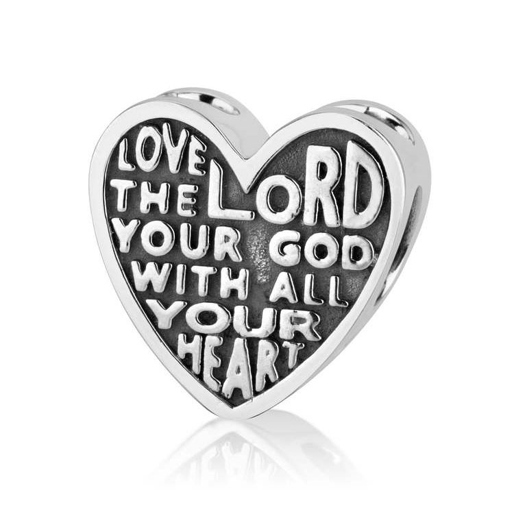 Marina Jewelry Sterling Silver ‘Love the Lord’ Heart Bead Charm - 1