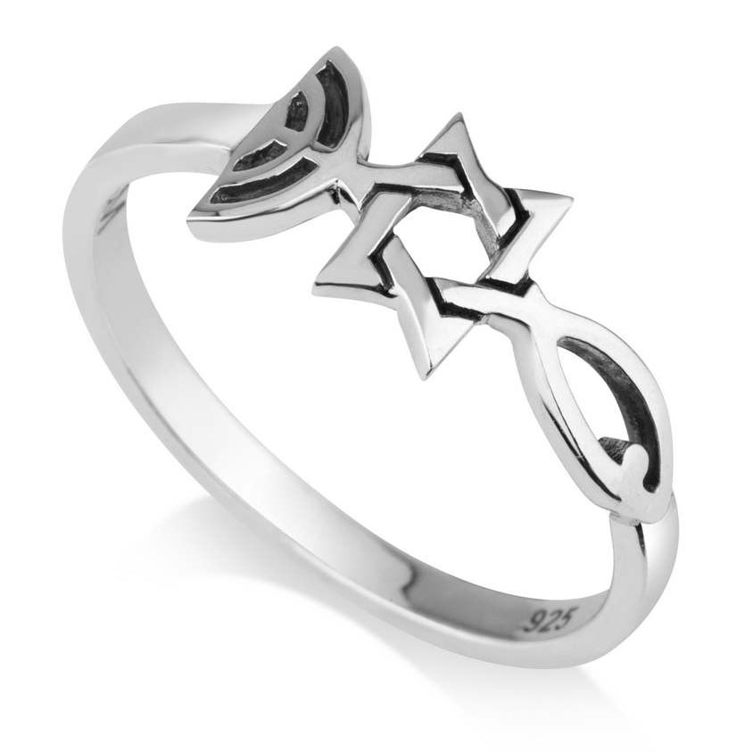 Marina Jewelry Sterling Silver Grafted-In Messianic Seal Purity Ring - 1