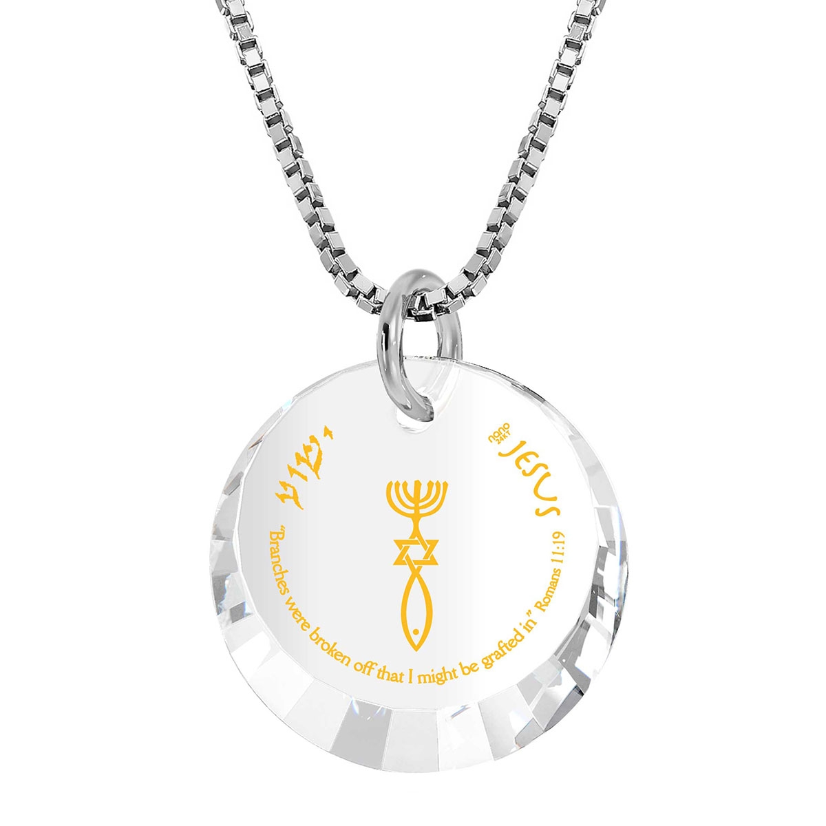 Nano Jewelry Sterling Silver & Gemstone Grafted-In Necklace with 24k Gold Micro-Inscription - Choice of Color - 1