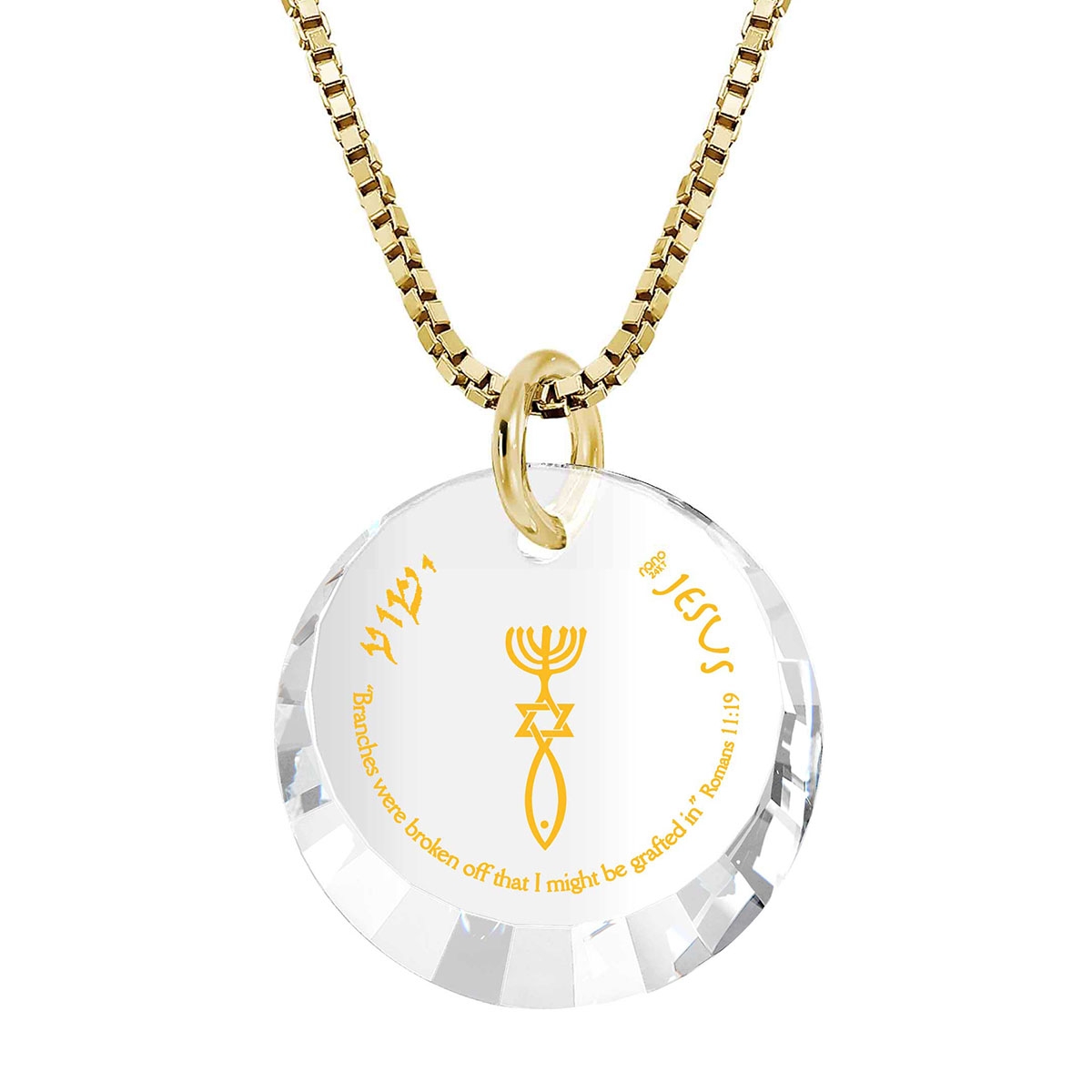 Nano Jewelry 24k Gold Plated & Gemstone Grafted-In Necklace with 24k Gold Micro-Inscription - Choice of Color - 1