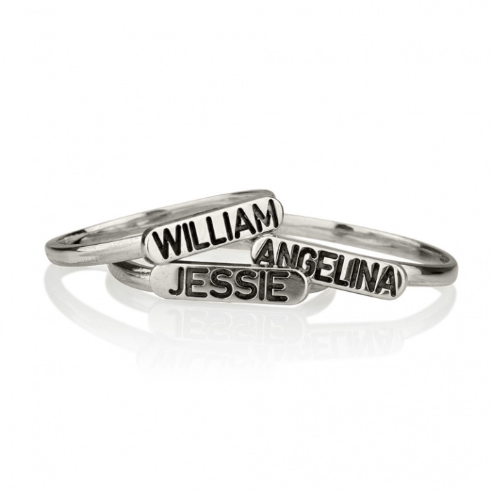 Verwachting Prestige Bewolkt Sterling Silver Stackable Name Ring with Color Option, Personalized Name  Jewelry | My Jerusalem Store