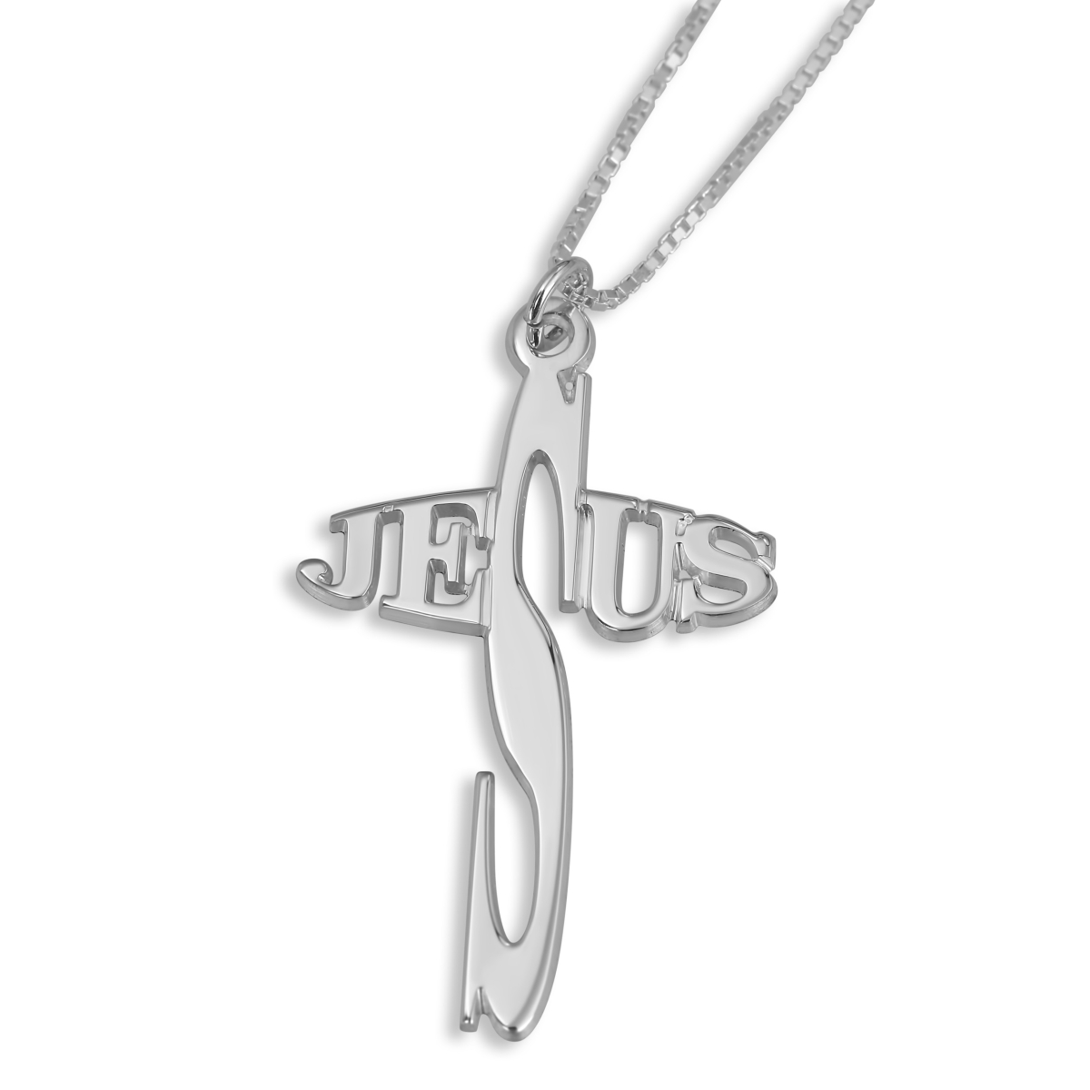 Sterling Silver Jesus Name Enlarged ‘S’ Cross Necklace - 1