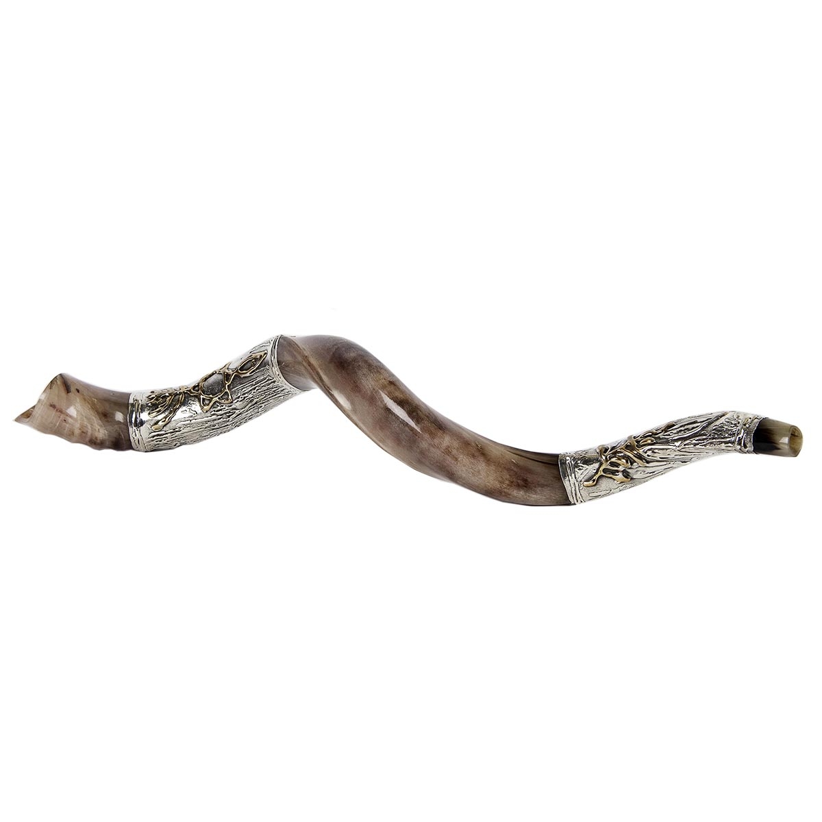 Barsheshet-Ribak Silver Plated Polished Kudu Horn Shofar with Grafted-In  - 1