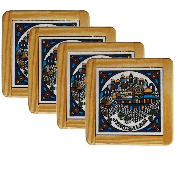 Armenian Ceramic Jerusalem Coasters - Set of 4 - 1