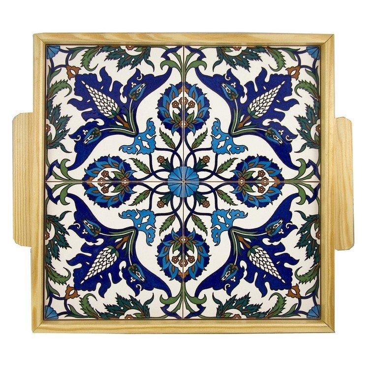 Armenian Ceramic Square Wooden Tray - 1
