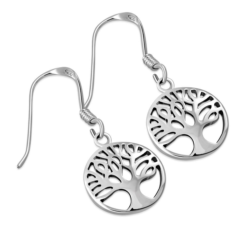 Sterling Silver Tree of Life Hanging Earrings  - 1