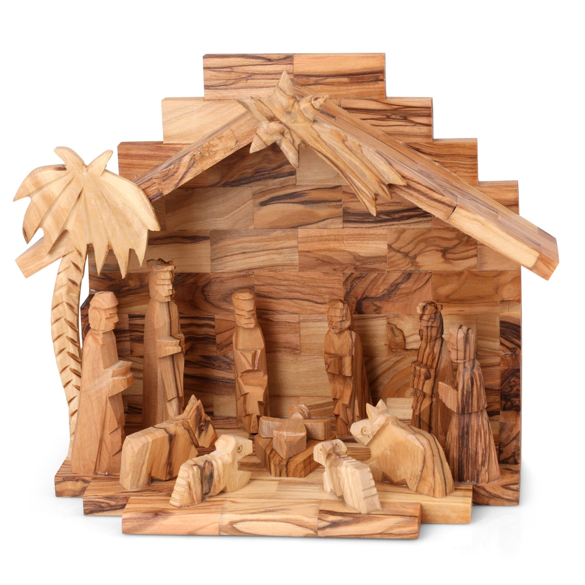 Olive Wood Hand-Carved Nativity Set - 1