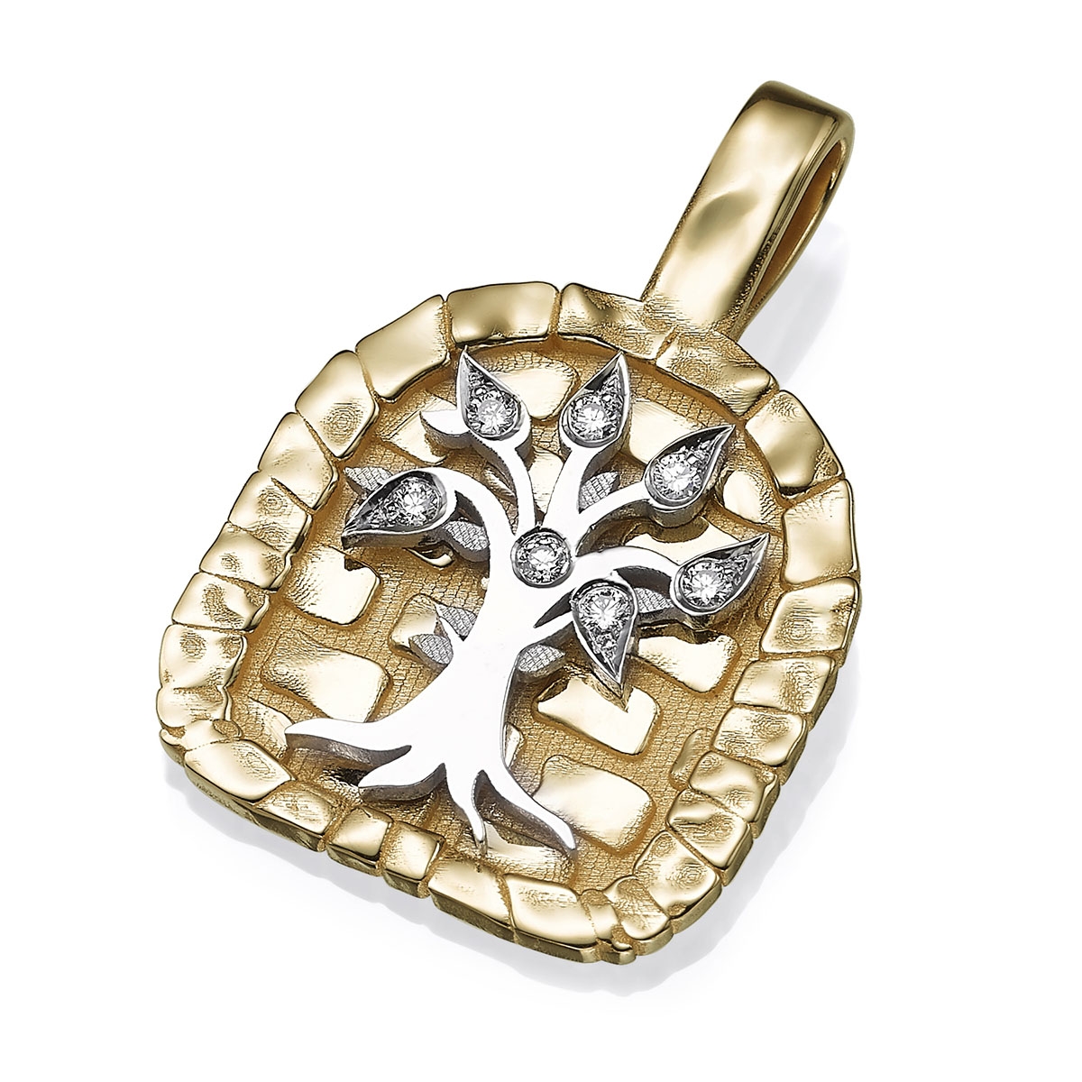 Yaniv Fine Jewelry Canaan Collection: 18K Gold Arched Gate Tree of Life  Pendant with Diamond Accents