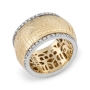 Deluxe 14K Gold Four Gates of Jerusalem Spinning Ring with White Diamonds - 4