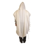 Talitnia Hermonit Traditional Non-Slip Wool Tallit Prayer Shawl (White and Gold) - 2