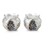 Silver Pomegranate with Colored Jewels and Golden Highlights Candlesticks  - Jerusalem - 2