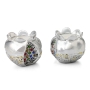 Silver Pomegranate with Colored Jewels and Golden Highlights Candlesticks  - Jerusalem - 3