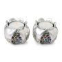 Silver Pomegranate with Colored Jewels and Golden Highlights Candlesticks  - Jerusalem - 1
