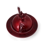 Red Aluminum Pomegranate Shaped Honey Dish with Spoon - 1
