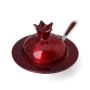 Red Aluminum Pomegranate Shaped Honey Dish with Spoon - 2