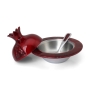 Red Aluminum Pomegranate Shaped Honey Dish with Spoon - 4