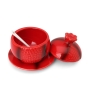 Red Ceramic Pomegranate Honey Dish with Spoon and Saucer - 3