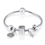 Marina Jewelry Sterling Silver Five-Bead Christian Charm Bracelet with Ball Clasp - 1