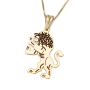 14K Gold Engraved Roaring Lion of Judah Pendant - 1
