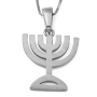 14K Gold Menorah Pendant Necklace (Choice of Yellow or White Gold) - 5