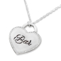 14K White Gold Customizable Heart Necklace With Diamond Border - 1
