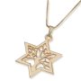 14K Gold Star of David Pendant with Tree of Life - 4