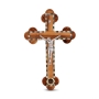 Mother of Pearl Mosaic Olive Wood Crucifix with Olive Oil Container - 1