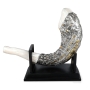 Silver-Plated Ram's Horn Shofar Replica With Jerusalem Motif - 4