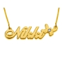 24K Gold Plated Silver Name Necklace in English with Butterfly & Swarovski Crystal - Victorian Script - 2