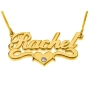 24K Gold Plated Silver Name Necklace in English with Swarovski Crystal & Underline Scroll with Heart - Shelly Alegro Script - 4