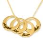 24K Yellow Gold-Plated Hebrew/English Name Rings Necklace (Up to 5 names) - 1