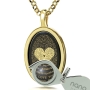 Nano 14K Gold and Onyx Framed Oval Necklace with 24K Gold Heart and “I Love You” in 120 Languages Micro-Inscription - 3
