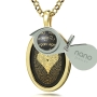 Nano 14K Gold and Onyx Framed Oval Necklace with 24K Gold Heart and “I Love You” in 120 Languages Micro-Inscription - 4