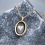 Nano 14K Gold and Onyx Framed Oval Necklace with 24K Gold Heart and “I Love You” in 120 Languages Micro-Inscription - 5