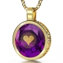 24K Gold Plated and Large Cubic Zirconia Necklace with 24K Gold Heart and "I Love You" Micro-Inscribed in 120 Languages - 12