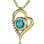Nano 24K Gold Plated and Swarovski “I Love You” in 12 Languages Heart Necklace with 24K Gold Micro-Inscription  - 3