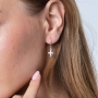 Marina Jewelry Sterling Silver Cross Hanging Loop Earrings - 7